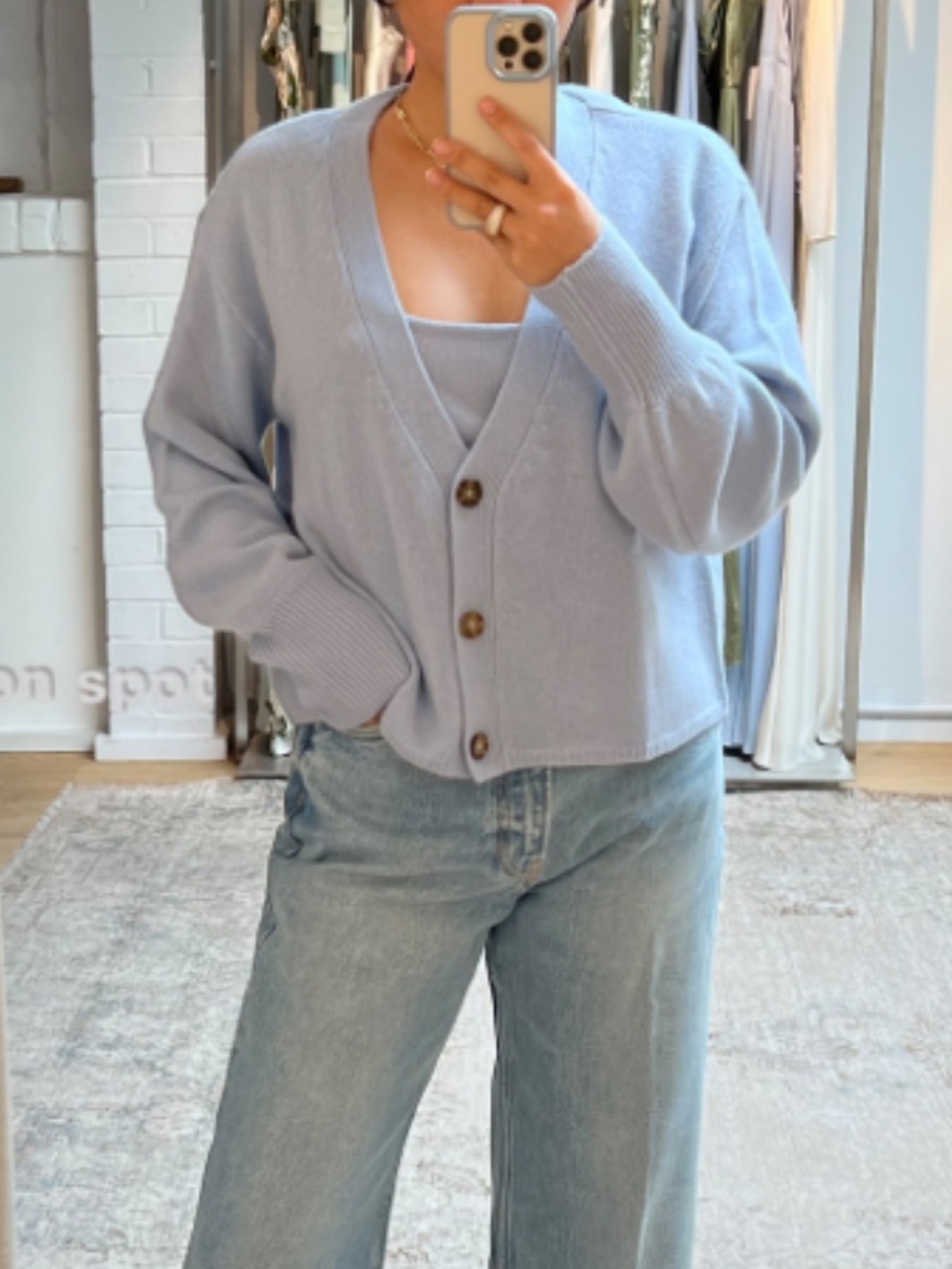 Reformation varenne cashmere sweater & camisole in Parisian blue size S